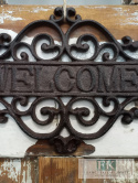 DEKORACJA ŻELIWNA TABLICZKA NAPIS "WELCOME " 27 CM W STYLU FRANCUSKIM , RETRO DEKORACJA ŻELIWNA TABLICZKA NAPIS "WELCOME " 27 CM W STYLU FRANCUSKIM , RETRO