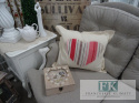 KŁ. POSZEWKA DEKORACYJNA COLORFUL STRIPS SERCE 45X45 SHABBY , PROWANSJA , VINTAGE