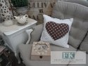 KŁ. POSZEWKA DEKORACYJNA BROWN HEART 45X45 SHABBY , PROWANSJA , VINTAGE
