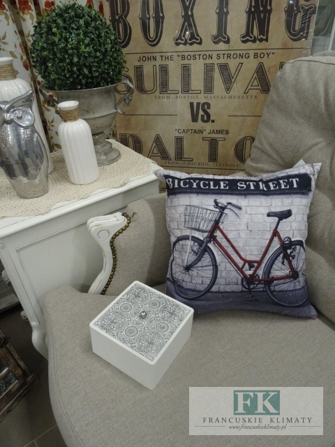 KŁ. POSZEWKA DEKORACYJNA STREET BIKE 40X40 SHABBY , PROWANSJA , VINTAGE