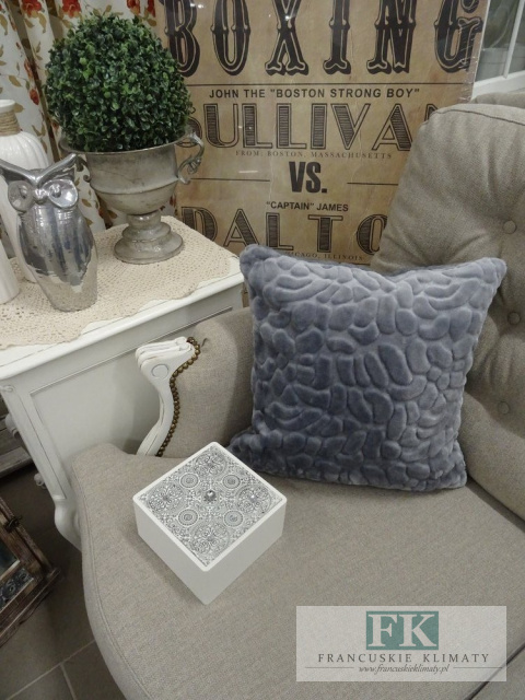 KŁ. POSZEWKA DEKORACYJNA STONE SZARA 40X40 SHABBY , PROWANSJA , VINTAGE