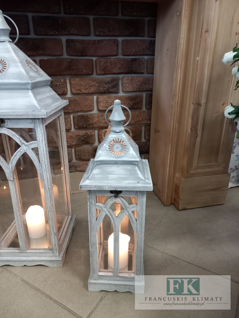 LATARNIA, LAMPION , MAŁA SZARA 50 CM FRANCJA , SHABBY LATARNIA, LAMPION , MAŁA SZARA 50 CM FRANCJA , SHABBY