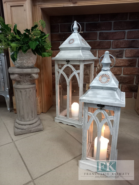 LATARNIA, LAMPION , MAŁA SZARA 50 CM FRANCJA , SHABBY LATARNIA, LAMPION , MAŁA SZARA 50 CM FRANCJA , SHABBY