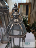 METAL + SZKŁO 55 CM LATARNIA LAMPION SREBRO METAL + SZKŁO 55 CM LATARNIA LAMPION SREBRO
