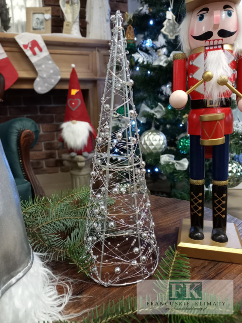 SREBRNA CHOINKA PODŚWIETLANA LED 30 cm NA METALOWYM STELAŻU SREBRNA CHOINKA PODŚWIETLANA LED 30 cm NA METALOWYM STELAŻU