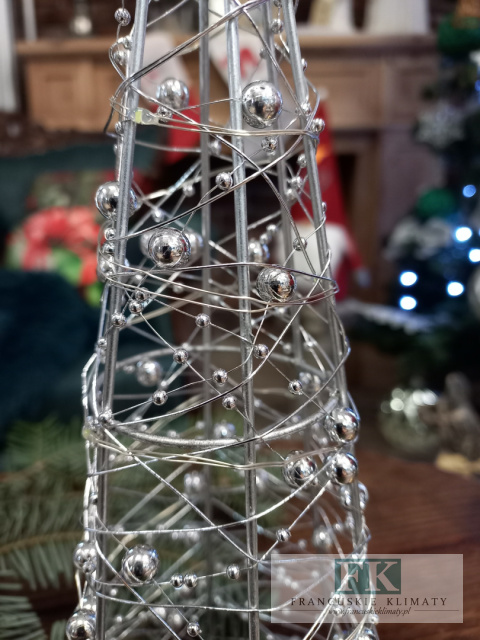 SREBRNA CHOINKA PODŚWIETLANA LED 30 cm NA METALOWYM STELAŻU SREBRNA CHOINKA PODŚWIETLANA LED 30 cm NA METALOWYM STELAŻU
