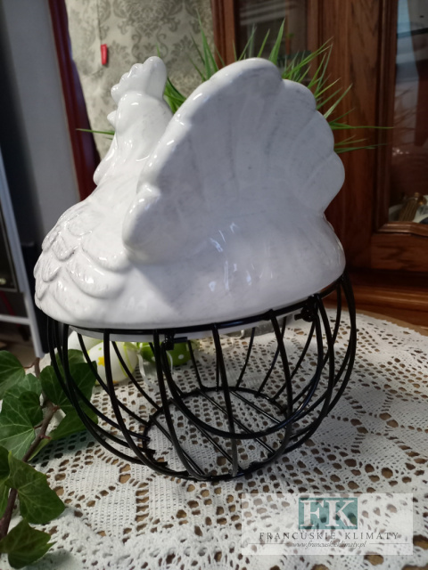 KOSZYK DEKORACYJNY KURA 27 CM CERAMIKA + METAL SZLACHETNA KOSZYK DEKORACYJNY KURA 27 CM CERAMIKA + METAL SZLACHETNA