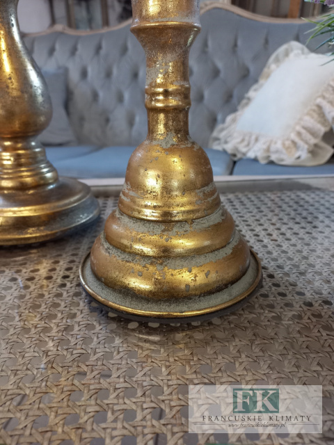 ŚWIECZNIK POSTARZANY WYS 45 CM METAL ZŁOTO ŚWIECZNIK POSTARZANY WYS 45 CM METAL ZŁOTO
