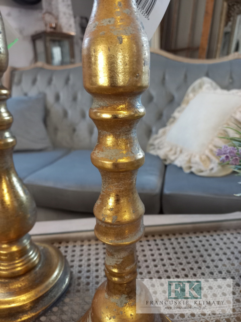 ŚWIECZNIK POSTARZANY WYS 45 CM METAL ZŁOTO ŚWIECZNIK POSTARZANY WYS 45 CM METAL ZŁOTO