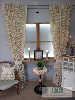 KOMPLET , ZASŁONY / BOKI Z TUBKAMI FALBANY PIONOWE , 140/250 x 2 SZT NATURA W STYLU PROWANSALSKIM , FRANCUSKIM , SHABBY