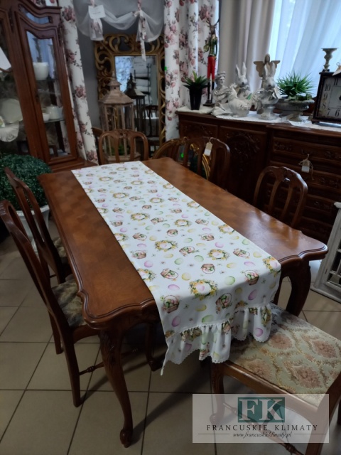 BIEŻNIK FALBANY KORONKA , szyty na wymiar 50/290 Wielkanoc