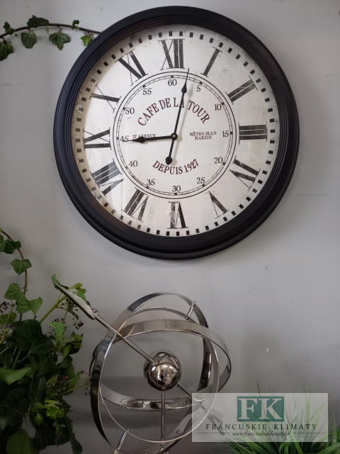 ZEGAR ŚCIENNY METALOWY 62 CM "CAFE " W STYLU FRANCUSKIEM , SHABBY ZEGAR ŚCIENNY METALOWY 62 CM "CAFE " W STYLU FRANCUSKIEM , SHABBY