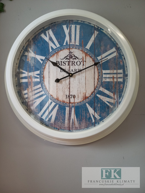 ZEGAR ŚCIENNY śred. 50 cm PRZESZKLONY METAL shabby prowansja VINTAGE ZEGAR ŚCIENNY śred. 50 cm PRZESZKLONY METAL shabby prowansja VINTAGE