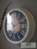 ZEGAR ŚCIENNY śred. 50 cm PRZESZKLONY METAL shabby prowansja VINTAGE ZEGAR ŚCIENNY śred. 50 cm PRZESZKLONY METAL shabby prowansja VINTAGE