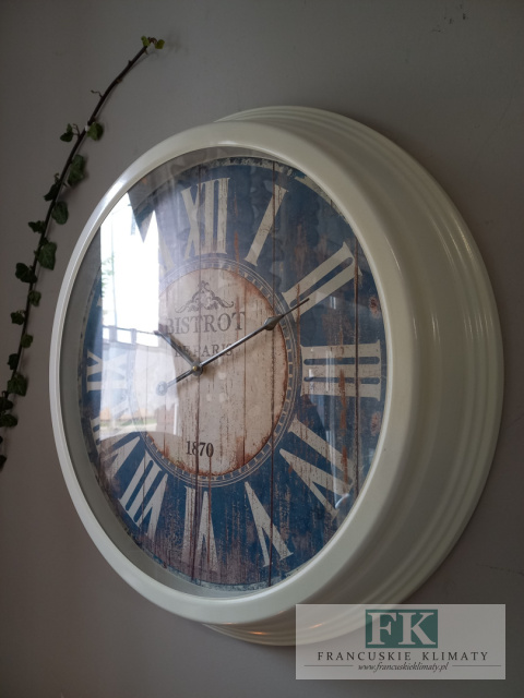 ZEGAR ŚCIENNY śred. 50 cm PRZESZKLONY METAL shabby prowansja VINTAGE ZEGAR ŚCIENNY śred. 50 cm PRZESZKLONY METAL shabby prowansja VINTAGE