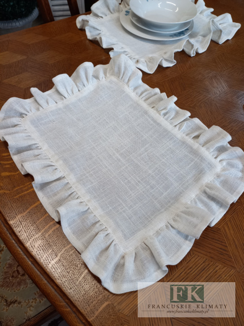 PODKŁADKI PODKŁADKA FALBANY 35X45 CM , serwetka , KREM MELANŻ , W STYLU FRANCUSKIM SHABBY PROWENSALSKIM
