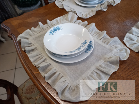 PODKŁADKI PODKŁADKA FALBANY 35X45 CM , BEŻ NATURA , W STYLU FRANCUSKIM ANGIELSKIM SHABBY PROWENSALSKIM