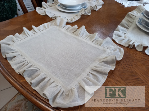 PODKŁADKI PODKŁADKA FALBANY 35X45 CM , BEŻ NATURA , W STYLU FRANCUSKIM ANGIELSKIM SHABBY PROWENSALSKIM