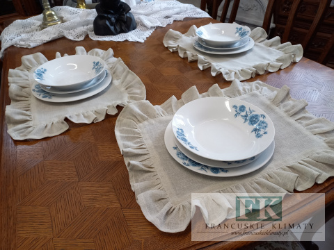 PODKŁADKI PODKŁADKA FALBANY 35X45 CM , BEŻ NATURA , W STYLU FRANCUSKIM ANGIELSKIM SHABBY PROWENSALSKIM