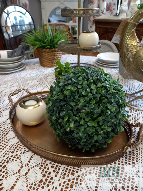 TACA Z RĄCZKAMI DEKORACYJNA 46 CM METAL