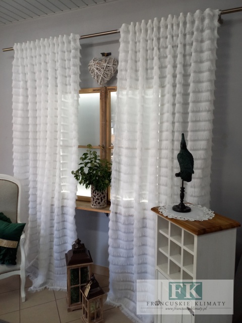 KOMPLET FIRANA / ZASŁONA FRĘDZLE 150/250 x 2 szale W STYLU BOHO, CHIC