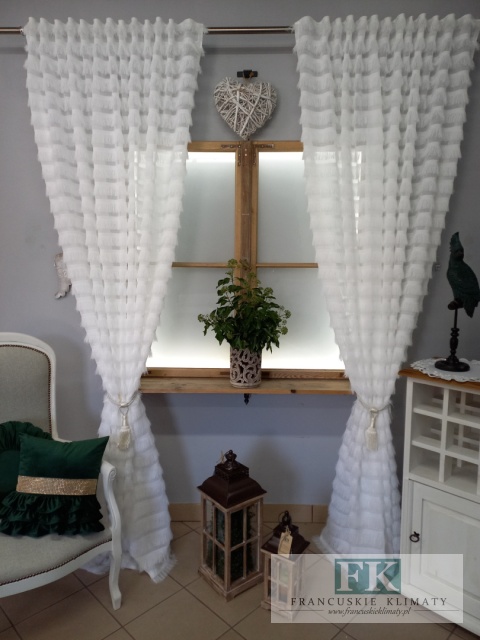 KOMPLET FIRANA / ZASŁONA FRĘDZLE 150/250 x 2 szale W STYLU BOHO, CHIC