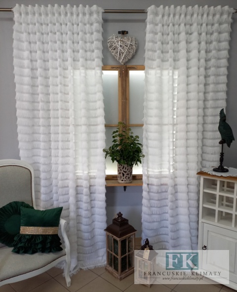 KOMPLET FIRANA / ZASŁONA FRĘDZLE 150/250 x 2 szale W STYLU BOHO, CHIC