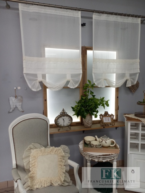 KPL , KOMPLET ROLETEK ROLETKA panel BATYST GIPIURA , shabby, vintage 80/100